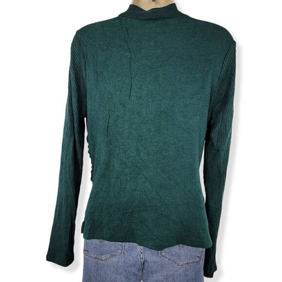 BCX Green Mock collar Sweater with side ruching Large Juniors - Picture 2 of 2